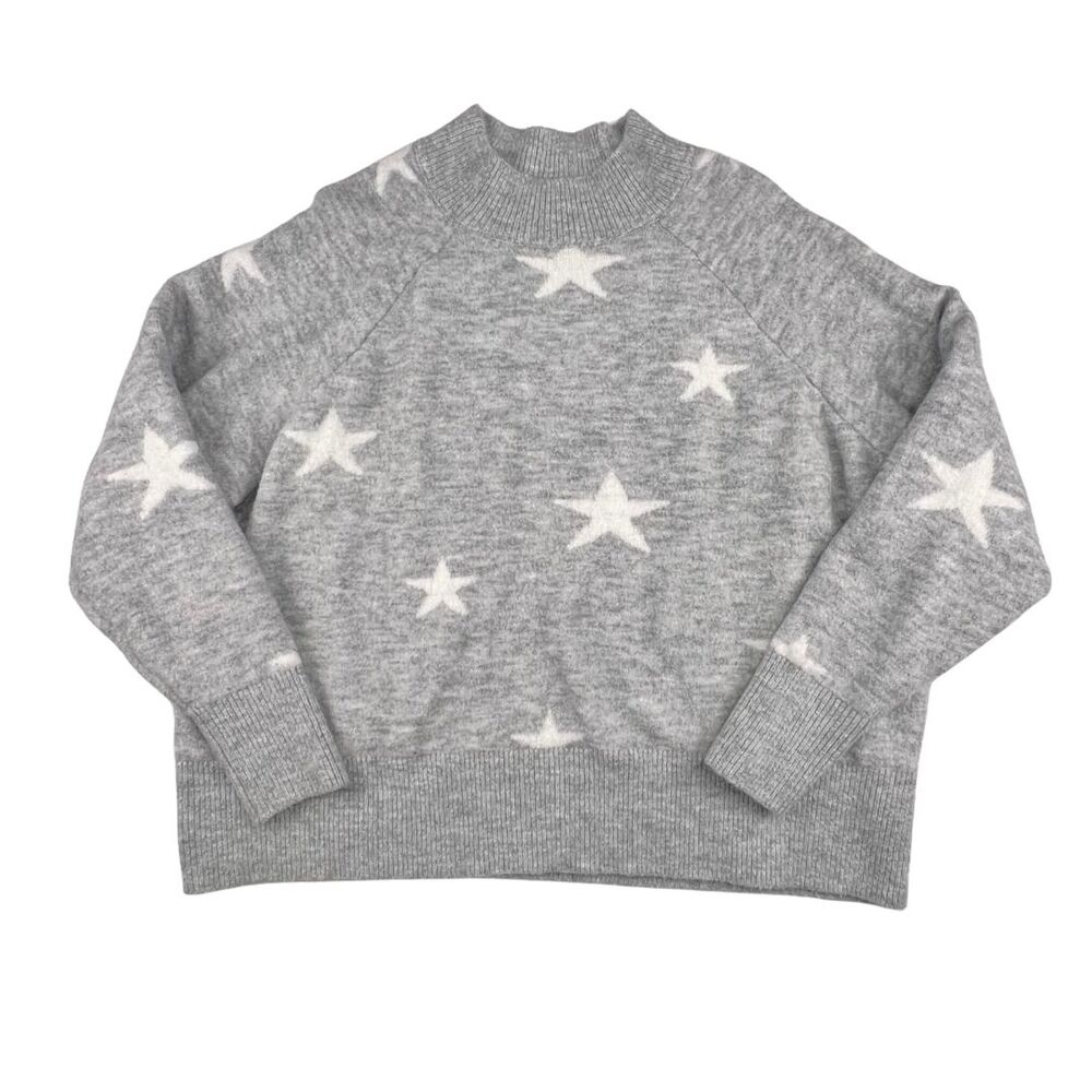 Meijer Sweater Womens 2X Gray Celestial Star Mock Neck Knit Casual Cozy Sweater